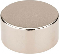 Mag-Mate - 3/4" Diam x 3/8" High Neodymium Rare Earth Magnet - 13.5 Lb Max Capacity, 200°F Max, Nickel Plated - USA Tool & Supply