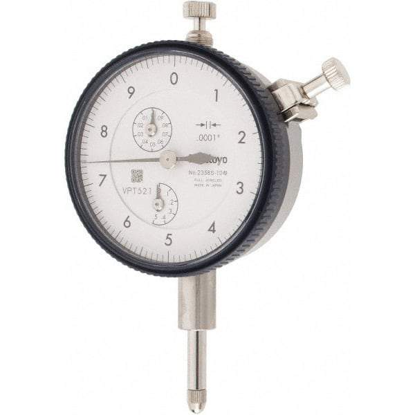 Mitutoyo - 1/2" Range, 0-10 Dial Reading, 0.0001" Graduation Dial Drop Indicator - 2-9/32" Dial, 0.01" Range per Revolution, 0.0008" Accuracy, Revolution Counter - USA Tool & Supply