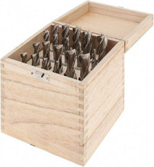 Interstate - 3/16 to 3/4", 2, 4 Flute Square End Mill Set - Uncoated, High Speed Steel, Double End, 3/8, 1/2, 5/8, 3/4" Shank Diam, Centercutting - USA Tool & Supply