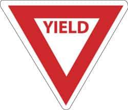 NMC - "Yield", 30" Wide x 30" High, Aluminum Stop & Yield Signs - 0.08" Thick, Red on White, High Intensity Reflectivity, Triangle, Post Mount - USA Tool & Supply