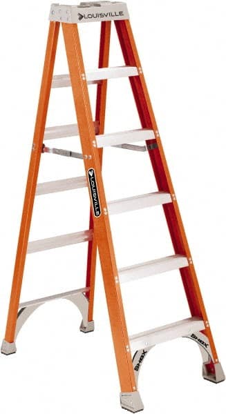 Louisville - 7 Steps, 8' High, Type IA Rating, Fiberglass Step Ladder - USA Tool & Supply