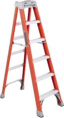 Louisville - 5 Steps, 6' High, Type IA Rating, Fiberglass Step Ladder - 300 Lb Capacity, 22-9/16" Base Width - USA Tool & Supply
