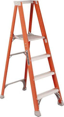 Louisville - 6 Steps, 6' High, Type IA Rating, Fiberglass Platform Ladder - 300 Lb Capacity, 28-1/8" Base Width - USA Tool & Supply
