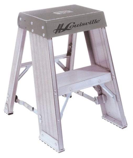 Louisville - 3 Steps, 3' High, Type IA Rating, Aluminum Step Stand - 300 Lb Capacity, 19-11/16" Base Width - USA Tool & Supply