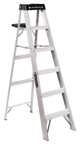 Louisville - 9 Steps, 10' High, Type IA Rating, Aluminum Step Ladder - USA Tool & Supply