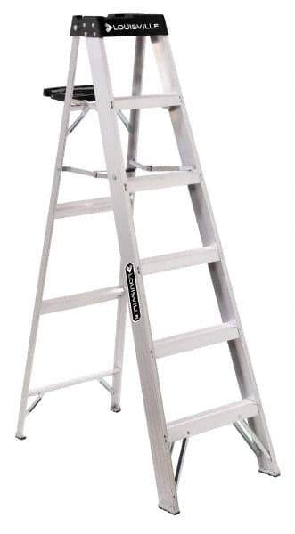 Louisville - 4 Steps, 5' High, Type IA Rating, Aluminum Step Ladder - 300 Lb Capacity, 20-1/8" Base Width - USA Tool & Supply