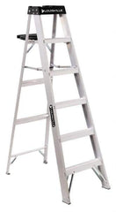 Louisville - 4 Steps, 5' High, Type IA Rating, Aluminum Step Ladder - 300 Lb Capacity, 20-1/8" Base Width - USA Tool & Supply