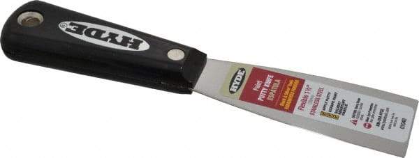 Hyde Tools - 1-1/2" Wide Stainless Steel Putty Knife - Flexible, Nylon Handle, 7-3/4" OAL - USA Tool & Supply