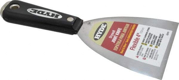 Hyde Tools - 4" Wide Carbon Steel Taping Knife - Flexible, Hammerhead Nylon Handle, 8-1/4" OAL - USA Tool & Supply