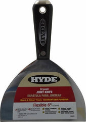Hyde Tools - 6" Wide Carbon Steel Taping Knife - Flexible, Hammerhead Nylon Handle, 8-1/2" OAL - USA Tool & Supply