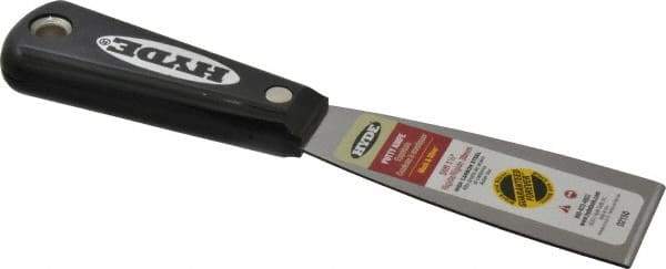 Hyde Tools - 1-1/2" Wide Steel Putty Knife - Stiff, Nylon Handle, 7-3/4" OAL - USA Tool & Supply