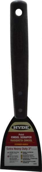 Hyde Tools - Stiff Carbon Steel Chisel Scraper - 3" Blade Width, 8" Long Polypropylene Handle - USA Tool & Supply