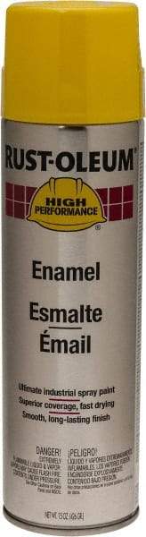Rust-Oleum - Safety Yellow, 15 oz Net Fill, Gloss, Enamel Spray Paint - 14 Sq Ft per Can, 15 oz Container, Use on Rust Proof Paint - USA Tool & Supply