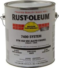 Rust-Oleum - 1 Gal White Semi Gloss Finish Industrial Enamel Paint - Interior/Exterior, Direct to Metal, <450 gL VOC Compliance - USA Tool & Supply