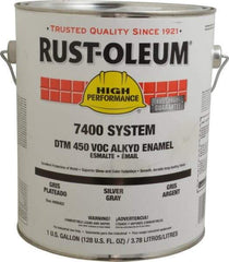 Rust-Oleum - 1 Gal Silver Gray Gloss Finish Industrial Enamel Paint - Interior/Exterior, Direct to Metal, <450 gL VOC Compliance - USA Tool & Supply