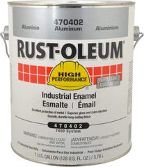 Rust-Oleum - 1 Gal Aluminum Gloss Finish Industrial Enamel Paint - Interior/Exterior, Direct to Metal, <450 gL VOC Compliance - USA Tool & Supply