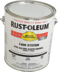 Rust-Oleum - 1 Gal Black Flat Finish Industrial Enamel Paint - Interior/Exterior, Direct to Metal, <450 gL VOC Compliance - USA Tool & Supply