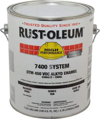Rust-Oleum - 1 Gal Dunes Tan Gloss Finish Industrial Enamel Paint - Interior/Exterior, Direct to Metal, <450 gL VOC Compliance - USA Tool & Supply