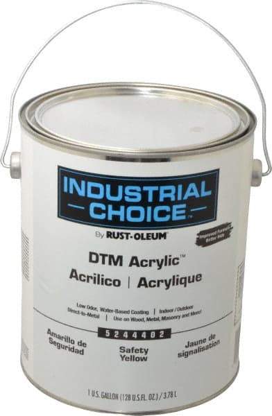 Rust-Oleum - 1 Gal Safety Yellow High Gloss Finish Acrylic Enamel Paint - Interior/Exterior, Direct to Metal, <250 gL VOC Compliance - USA Tool & Supply