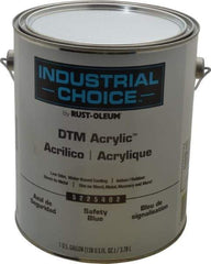 Rust-Oleum - 1 Gal Safety Blue Semi Gloss Finish Alkyd Enamel Paint - Interior/Exterior, Direct to Metal, <250 gL VOC Compliance - USA Tool & Supply