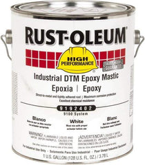 Rust-Oleum - 1 Gal Gloss White Epoxy Mastic - 100 to 225 Sq Ft/Gal Coverage, <340 g/L VOC Content, Direct to Metal - USA Tool & Supply
