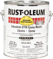 Rust-Oleum - 1 Gal Gloss Safety Blue Epoxy Mastic - 100 to 225 Sq Ft/Gal Coverage, <340 g/L VOC Content, Direct to Metal - USA Tool & Supply