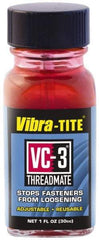 Vibra-Tite - 1 Fluid Ounce Bottle, Red, Low Strength Threadlocker - Series VC-3, 24 hr Full Cure Time, Hand Tool, Heat Removal - USA Tool & Supply