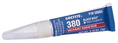 Loctite - 0.11 oz Tube Black Instant Adhesive - Series 380, 90 sec Fixture Time, 24 hr Full Cure Time, Bonds to Metal, Plastic & Rubber - USA Tool & Supply