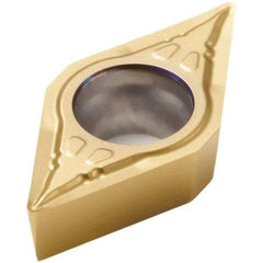 Seco - DCMT32.52 F1 Grade TS2000 Carbide Turning Insert - TiAlN/TiN Finish, 55° Diamond, 3/8" Inscr Circle, 5/32" Thick, 1/32" Corner Radius - USA Tool & Supply