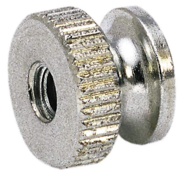 Electro Hardware - 3/8-16" UNC Thread, Uncoated, Grade 302, 303 Stainless Steel Round Knurled Thumb Nut - 15/32" Overall Height, 3/4" Head Diam - USA Tool & Supply