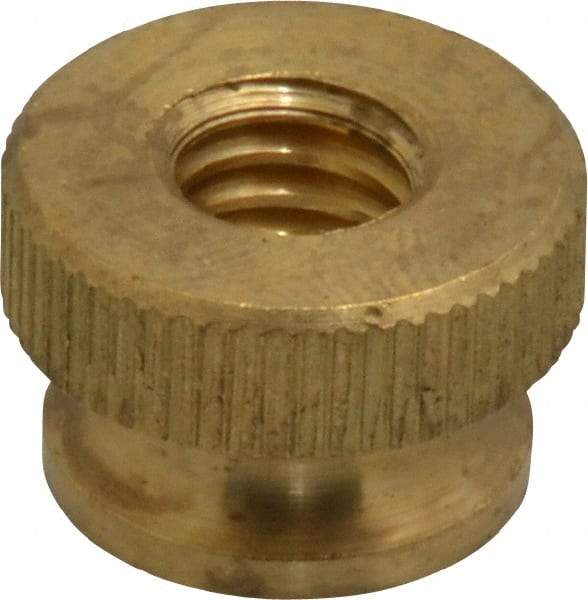 Electro Hardware - 5/16-18" UNC Thread, Uncoated, Grade B-633 Brass Round Knurled Thumb Nut - 13/32" Overall Height, 5/8" Head Diam - USA Tool & Supply