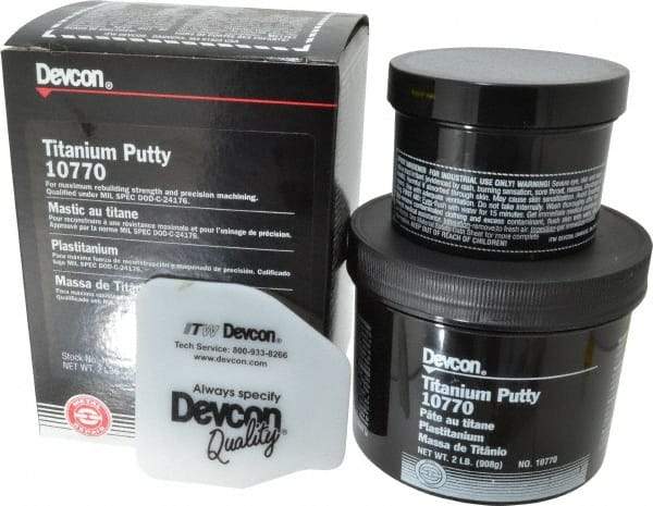 Devcon - 2 Lb Kit Gray Epoxy Resin Putty - 150°F (Wet), 350°F (Dry) Max Operating Temp, 16 hr Full Cure Time - USA Tool & Supply