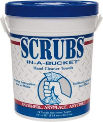 Scrubs - Pre-Moistened Hand Cleaning Wipes - Center Pull, 12-1/2" x 10-1/2" Sheet Size, Blue - USA Tool & Supply