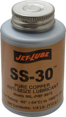 Jet-Lube - 0.25 Lb Can High Temperature Anti-Seize Lubricant - Copper, -65 to 1,800°F, Copper Colored, Water Resistant - USA Tool & Supply