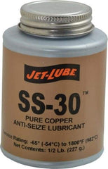 Jet-Lube - 0.5 Lb Can High Temperature Anti-Seize Lubricant - Copper, -65 to 1,800°F, Copper Colored, Water Resistant - USA Tool & Supply