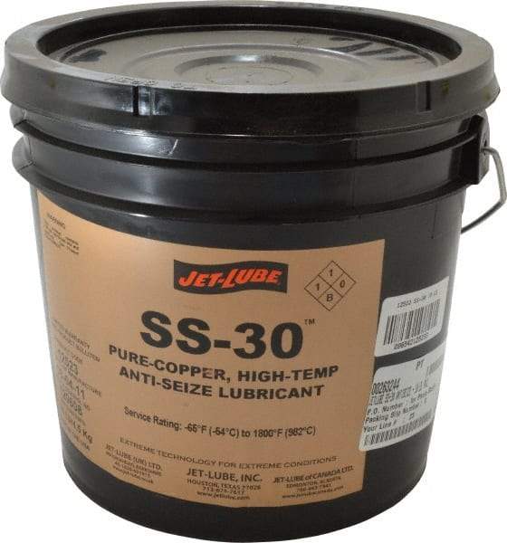 Jet-Lube - 10 Lb Pail High Temperature Anti-Seize Lubricant - Copper, -65 to 1,800°F, Copper Colored, Water Resistant - USA Tool & Supply