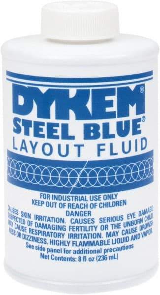 Dykem - Blue Layout Fluid - 8 Ounce Brush Top Can - USA Tool & Supply