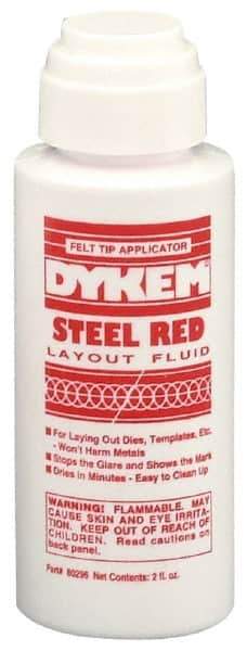 Dykem - Red Layout Fluid - 2 Ounce Felt Tip Applicator - USA Tool & Supply