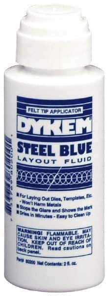 Dykem - Blue Layout Fluid - 2 Ounce Felt Tip Applicator - USA Tool & Supply