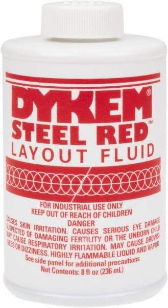 Dykem - Red Layout Fluid - 8 Ounce Brush Top Can - USA Tool & Supply