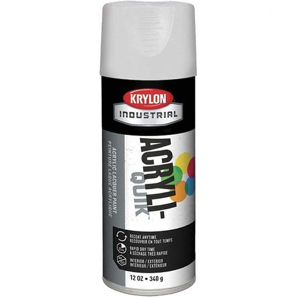 Krylon - White, 12 oz Net Fill, Gloss, Lacquer Spray Paint - 15 to 20 Sq Ft per Can, 16 oz Container, Use on Cabinets, Color Coding Steel & Lumber, Conduits, Drums, Ducts, Furniture, Motors, Pipelines, Tools - USA Tool & Supply