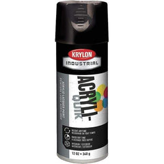 Krylon - Black, 12 oz Net Fill, Gloss, Lacquer Spray Paint - 15 to 20 Sq Ft per Can, 16 oz Container, Use on Cabinets, Color Coding Steel & Lumber, Conduits, Drums, Ducts, Fabric, Furniture, Motors, Pipelines, Tools - USA Tool & Supply