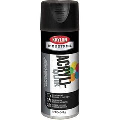 Krylon - Black, 12 oz Net Fill, Flat, Lacquer Spray Paint - 15 to 20 Sq Ft per Can, 16 oz Container, Use on Cabinets, Color Coding Steel & Lumber, Conduits, Drums, Ducts, Furniture, Motors, Pipelines, Tools - USA Tool & Supply