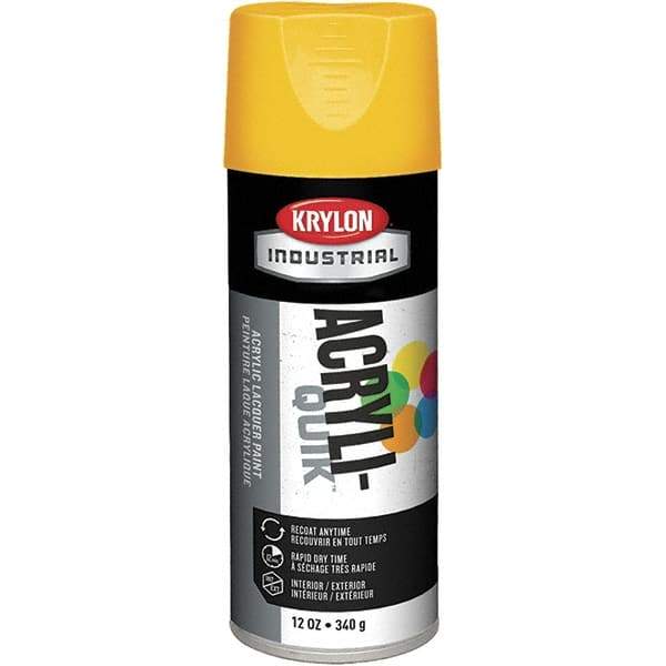 Krylon - OSHA Yellow, 12 oz Net Fill, Gloss, Enamel Spray Paint - 15 to 20 Sq Ft per Can, 12 oz Container, Use on Ceramics, Glass, Metal, Plaster, Wood - USA Tool & Supply