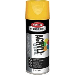 Krylon - OSHA Yellow, 12 oz Net Fill, Gloss, Enamel Spray Paint - 15 to 20 Sq Ft per Can, 12 oz Container, Use on Ceramics, Glass, Metal, Plaster, Wood - USA Tool & Supply