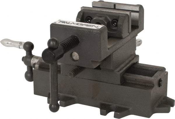 Palmgren - 3" Jaw Opening Capacity x 1-3/8" Throat Depth, Horizontal Drill Press Vise - 3" Wide Jaw, Cross Slide Base, Standard Speed, 5-1/2" OAL x 5-5/8" Overall Height - USA Tool & Supply