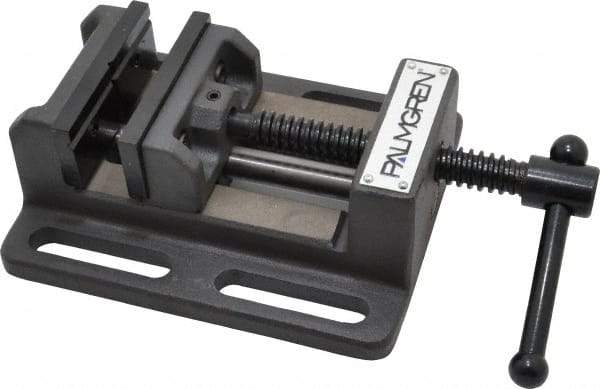 Palmgren - 3" Jaw Opening Capacity x 1-1/8" Throat Depth, Horizontal Drill Press Vise - 3" Wide Jaw, Stationary Base, Standard Speed, 6-1/2" OAL x 2-7/16" Overall Height - USA Tool & Supply