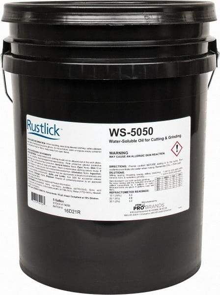 Rustlick - Rustlick WS-5050, 5 Gal Pail Cutting & Grinding Fluid - Water Soluble, For Broaching, CNC Machining, Drilling, Milling - USA Tool & Supply