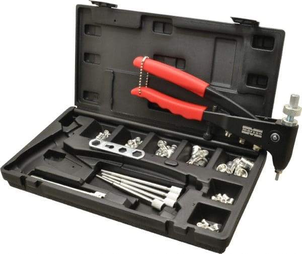 Value Collection - 63 Piece Aluminum Manual Rivet Nut Tool Kit - #6-32, 3/8-16" Thread - USA Tool & Supply