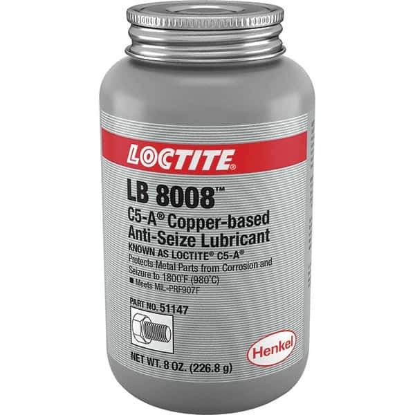 Loctite - 8 oz Can High Temperature Anti-Seize Lubricant - Copper/Graphite, -29 to 1,800°F, Copper Colored, Water Resistant - USA Tool & Supply